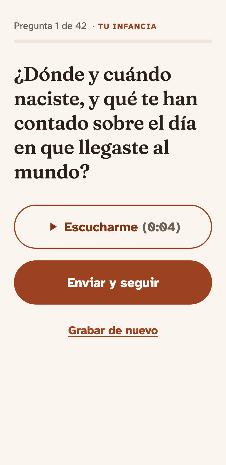 Después de grabar puede escucharse, regrabar o enviar.